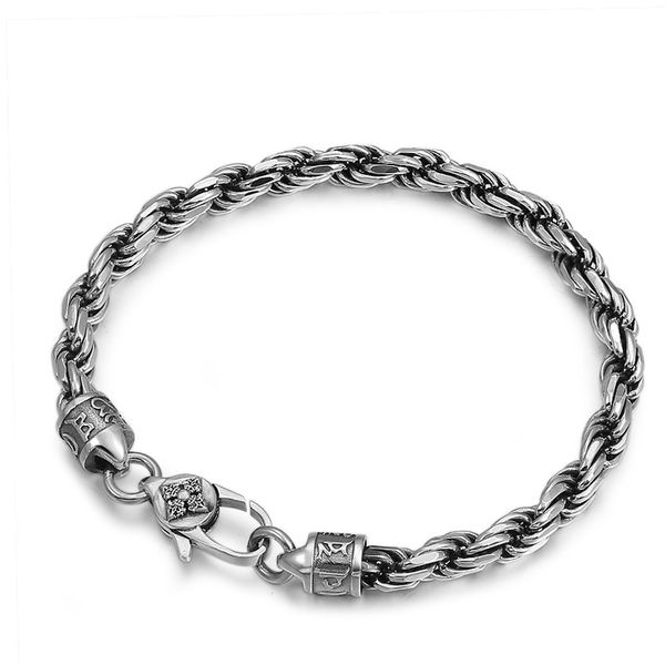 925 sterling silver link chain bracelets twisted 6mm width vintage punk handmade fashion luxury jewelry accessories gifts, Black
925 sterling silver link chain bracelets twisted 6mm width vintage punk handmade fashion luxury jewelry accessories gifts, Black