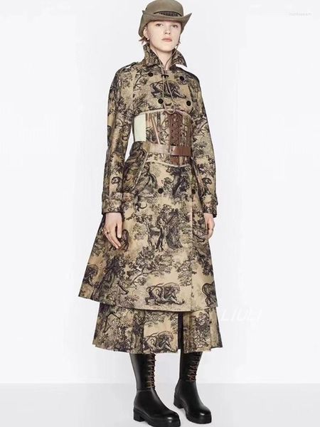 women's trench coats designer retro jungle animal print lapel double breasted tie waist straight wind coat ladies autumn fashion versat, Tan;black
women's trench coats designer retro jungle animal print lapel double breasted tie waist straight wind coat ladies autumn fashion versat, Tan;black