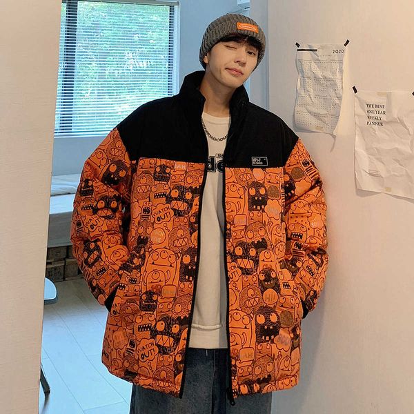 2022 handsome cotton jacket men's fashion cartoon thickened thermal winter coat down, Black
2022 handsome cotton jacket men's fashion cartoon thickened thermal winter coat down, Black