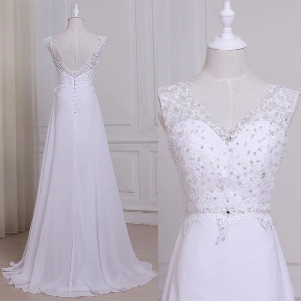real image beach wedding dress plus size vestido de novia v-neck sleeveless beaded bride dresses backless, White
real image beach wedding dress plus size vestido de novia v-neck sleeveless beaded bride dresses backless, White
