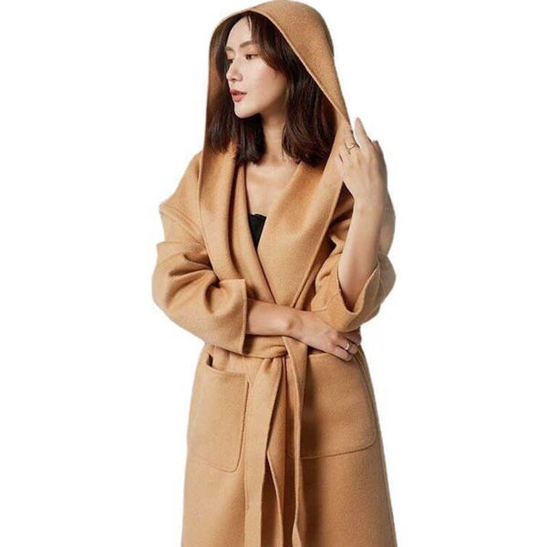 high end max reversible cashmere coat designer wool coats women medium long hooded thickened slim jacket warm tie cardigan windbreaker, Black
high end max reversible cashmere coat designer wool coats women medium long hooded thickened slim jacket warm tie cardigan windbreaker, Black