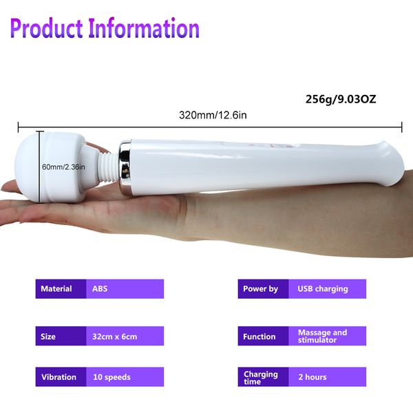 costumes huge magic wand vibrators for women usb charge big av stick female g spot massager clitoris stimulator large toys for, Black
costumes huge magic wand vibrators for women usb charge big av stick female g spot massager clitoris stimulator large toys for, Black