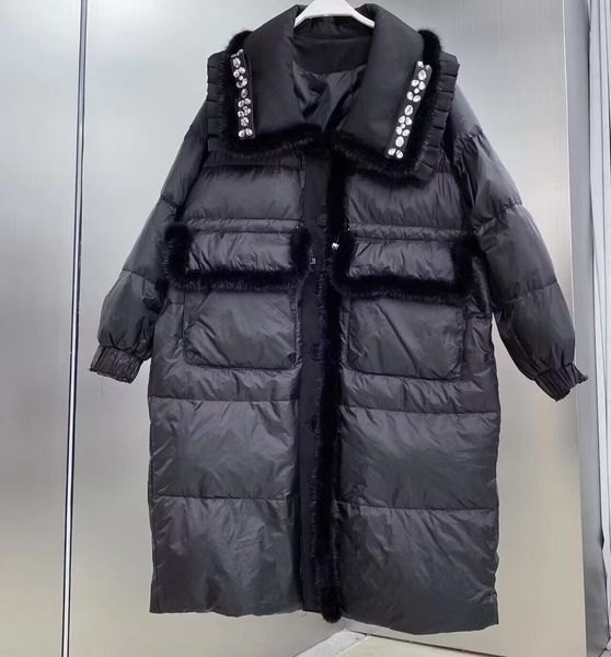 2022 winter women mid long down jacket crystal ruffels lapel collar thick warm white duck down coat vintage ladies casual outerwear, Black;brown
2022 winter women mid long down jacket crystal ruffels lapel collar thick warm white duck down coat vintage ladies casual outerwear, Black;brown
