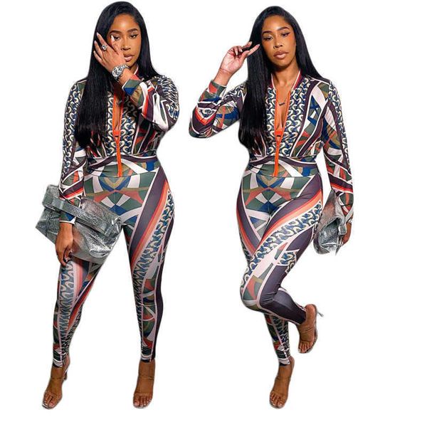 k7145 fashion autumn and winter women's personalized printed casual sports suit jogging suit with zipper pants two-piece suit, White
k7145 fashion autumn and winter women's personalized printed casual sports suit jogging suit with zipper pants two-piece suit, White
