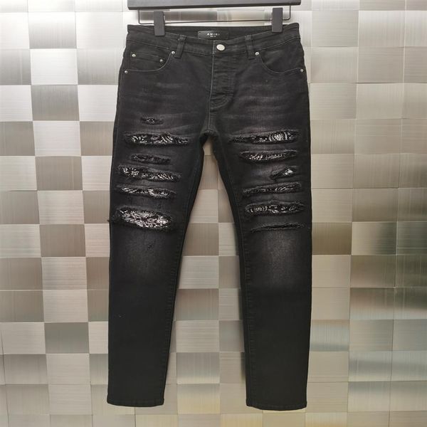 falection mens 21ss amimike jeans distressed bandanna patch ripped denim jeans239s, Blue
falection mens 21ss amimike jeans distressed bandanna patch ripped denim jeans239s, Blue