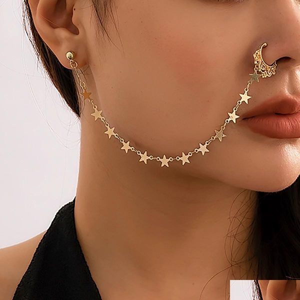 nose rings studs bohemia women geometric metal star pendant tassel chain clip earrings fake nose piercing summer jewelry drop dhmjg, Silver
nose rings studs bohemia women geometric metal star pendant tassel chain clip earrings fake nose piercing summer jewelry drop dhmjg, Silver