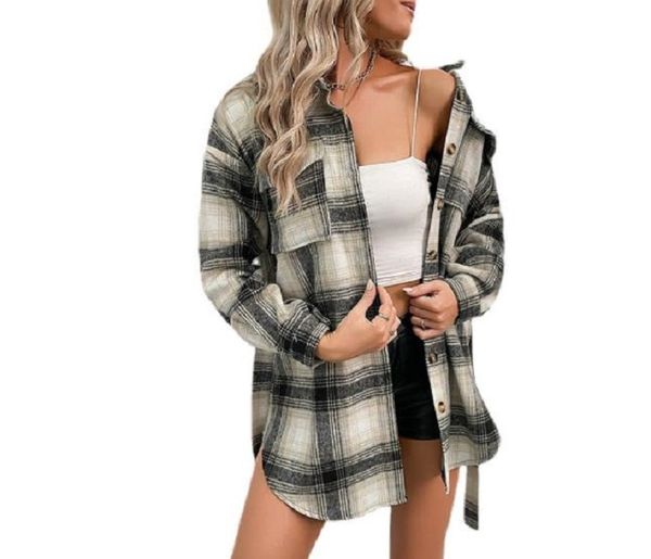 women's coat splicing plaid cardigan retro wool lapel autumn and winter foreign trade, Black
women's coat splicing plaid cardigan retro wool lapel autumn and winter foreign trade, Black