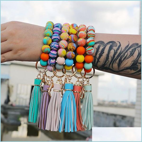 keychains lanyards sile keychain keys tassel wood beads bracelet keyring for women mticolor bead keychains drop delivery 2022 fash dhr8a, Silver
keychains lanyards sile keychain keys tassel wood beads bracelet keyring for women mticolor bead keychains drop delivery 2022 fash dhr8a, Silver
