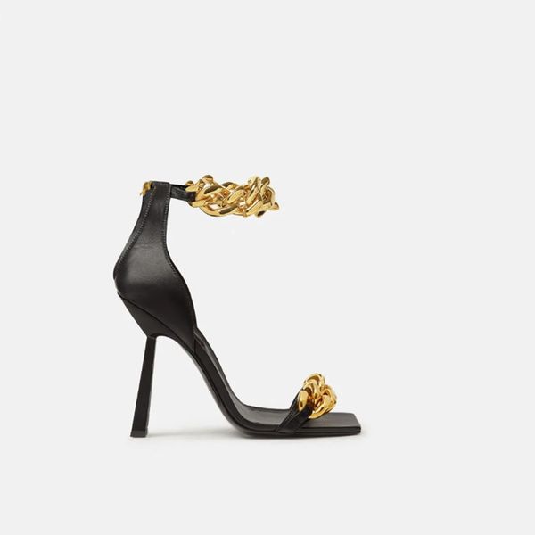 explosive women's slippers chain high heel sandals shoes black gold nappa leather square toe hardware ankle strap chunky sandal stilett
explosive women's slippers chain high heel sandals shoes black gold nappa leather square toe hardware ankle strap chunky sandal stilett