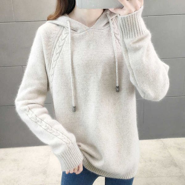 women's sweaters jmprs sweater women sweater loose knitted hooded long sleeves jumper thick solid ladies sweater casual winter j220915, White;black
women's sweaters jmprs sweater women sweater loose knitted hooded long sleeves jumper thick solid ladies sweater casual winter j220915, White;black