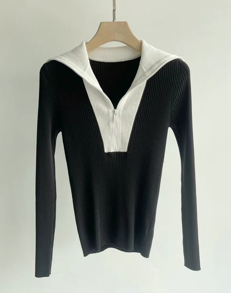 10012 2022 autumn sweaters women's pullover lapel neck black brand same style women's clothes weilsn, White;black
10012 2022 autumn sweaters women's pullover lapel neck black brand same style women's clothes weilsn, White;black