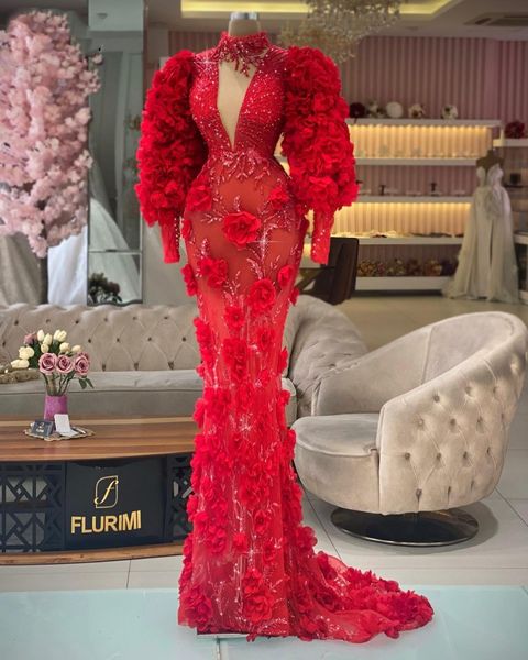 red 3d floral prom dresses for women long sleeve party wear mermaid evening dress 2023 high neck robe de soiree femme, Black
red 3d floral prom dresses for women long sleeve party wear mermaid evening dress 2023 high neck robe de soiree femme, Black