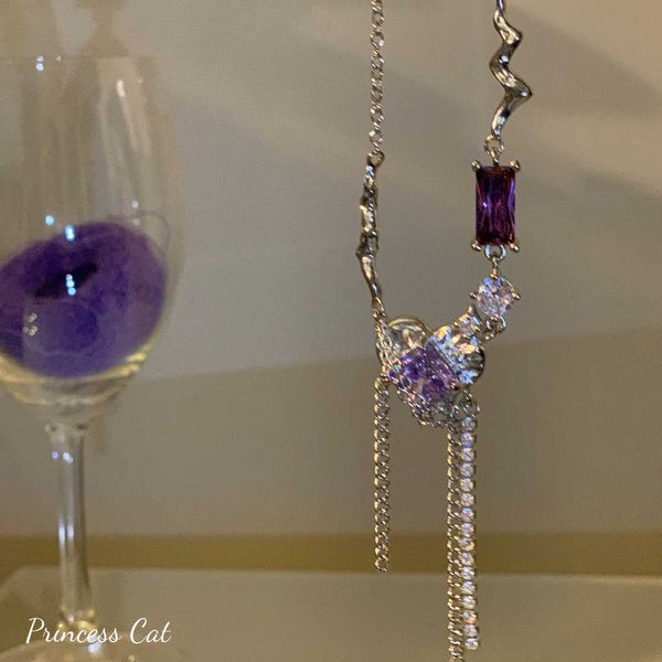 accessories charm bracelets y2k purple zircon pleated metal love chain necklace catch the mayfly fairy god in dust, Silver
accessories charm bracelets y2k purple zircon pleated metal love chain necklace catch the mayfly fairy god in dust, Silver