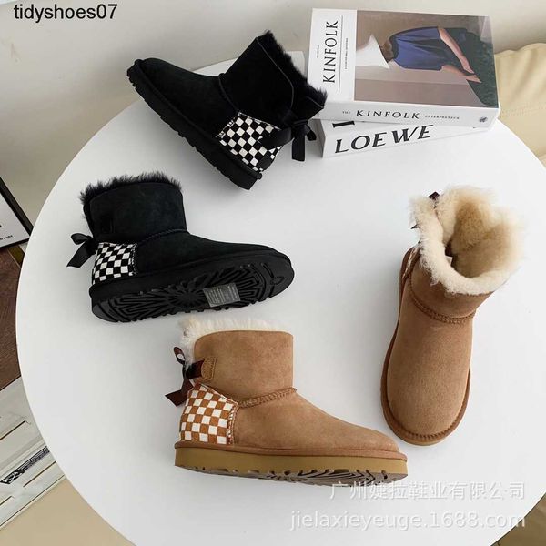 brown grey snow boots comfortable warmth sheepskin fur one women's ribbon bowknot chessboard short boots, Black
brown grey snow boots comfortable warmth sheepskin fur one women's ribbon bowknot chessboard short boots, Black