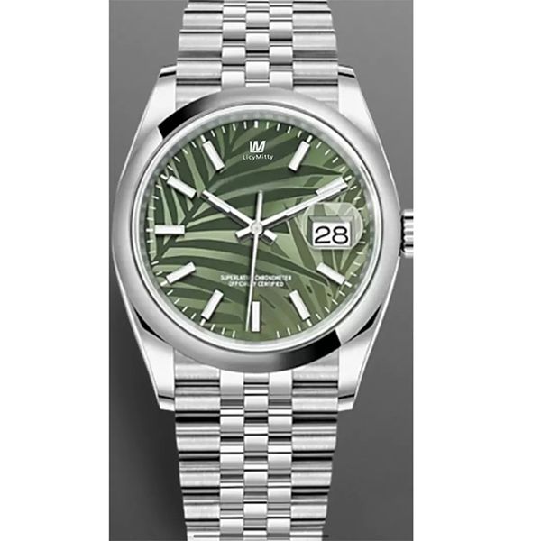 mens women watch 36mm medium size green leaf dial datejust sapphire crystal stainless steel automatic mechanical wristwatch, Slivery;brown
mens women watch 36mm medium size green leaf dial datejust sapphire crystal stainless steel automatic mechanical wristwatch, Slivery;brown