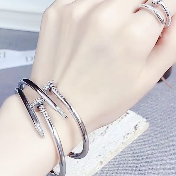 european and american nail bangle fashion designer women's bracelet 18k gold couple cuff 316l stainless steel jewelry gift, Black
european and american nail bangle fashion designer women's bracelet 18k gold couple cuff 316l stainless steel jewelry gift, Black