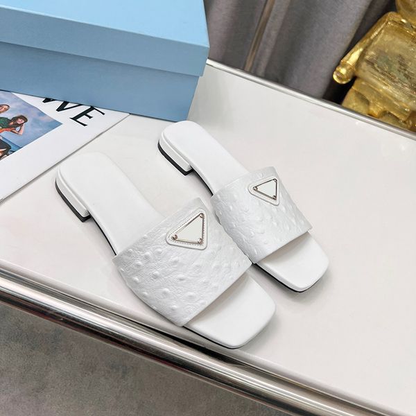triangle badge flat shoes ostrich pattern women slippers ins non slip bathroom sandals for lady, Black
triangle badge flat shoes ostrich pattern women slippers ins non slip bathroom sandals for lady, Black