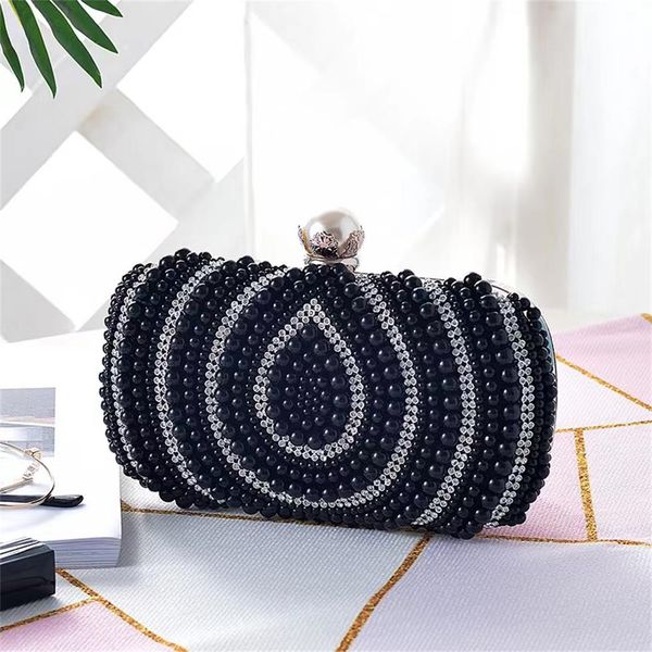 2022 new pearl rhinestone pearl banquet bag with water drop pattern party handbag 0146, Black
2022 new pearl rhinestone pearl banquet bag with water drop pattern party handbag 0146, Black