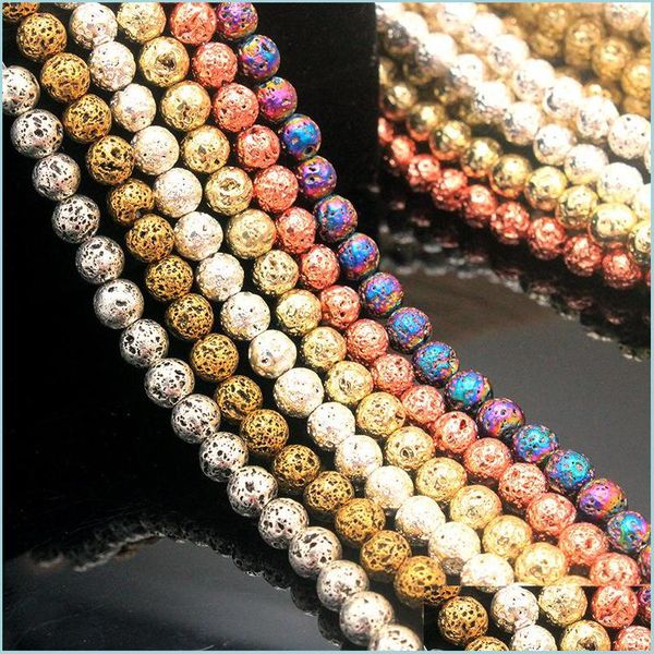 stone 8mm sier gold metal color plating loose lava stone beads jewelry making accessories for bracelet drop delivery 2022 dh7c8, Black
stone 8mm sier gold metal color plating loose lava stone beads jewelry making accessories for bracelet drop delivery 2022 dh7c8, Black