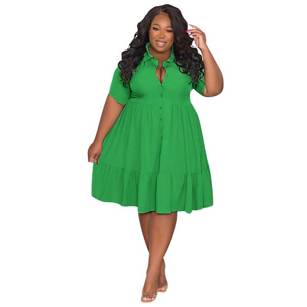 women plus size mini dresses short sleeve lapel neck peplum summer casual t shirt dress button down swing dress, Black
women plus size mini dresses short sleeve lapel neck peplum summer casual t shirt dress button down swing dress, Black