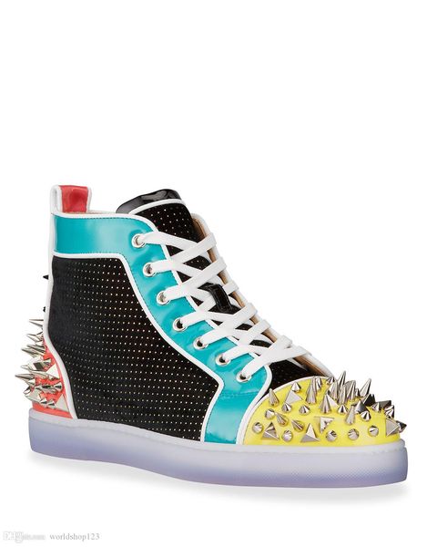 red-bottoms boot christians 21s fashion high shoe sneakers for men's louspiked pikpik 2 orlato spiked colorblock sneaker genuine dfl, Black
red-bottoms boot christians 21s fashion high shoe sneakers for men's louspiked pikpik 2 orlato spiked colorblock sneaker genuine dfl, Black