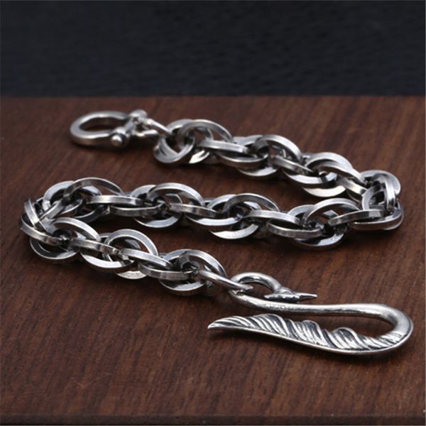 solid 925 sterling silver link chain bracelets twisted eagle hook clasp 7mm antique vintage punk handmade fashion luxury jewelry accessories, Black
solid 925 sterling silver link chain bracelets twisted eagle hook clasp 7mm antique vintage punk handmade fashion luxury jewelry accessories, Black
