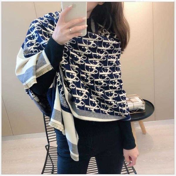 classic scarf navy ocean d letter double sided cashmere like for women's winter thickened warm keeping neck wrapped with shawl, Blue;gray
classic scarf navy ocean d letter double sided cashmere like for women's winter thickened warm keeping neck wrapped with shawl, Blue;gray