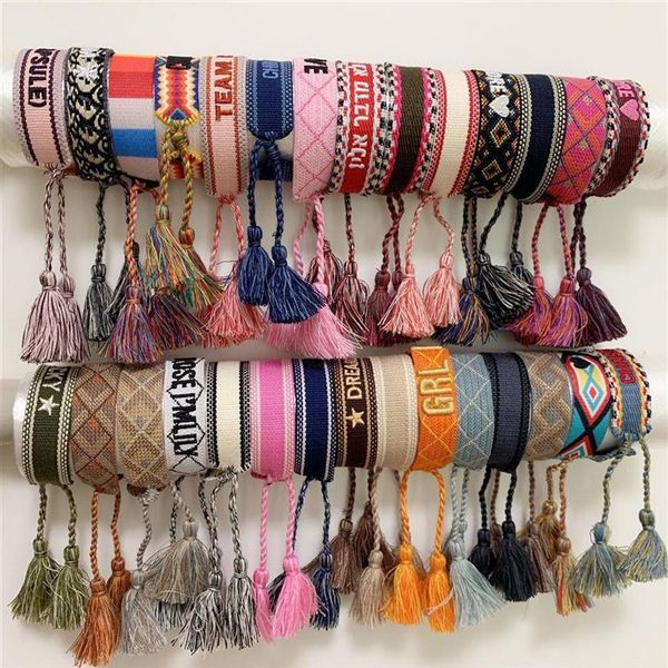 luxury style rope material woven bracelet with sewing words and tassel hand strap brand jewelry for women gift304p286m, Black
luxury style rope material woven bracelet with sewing words and tassel hand strap brand jewelry for women gift304p286m, Black