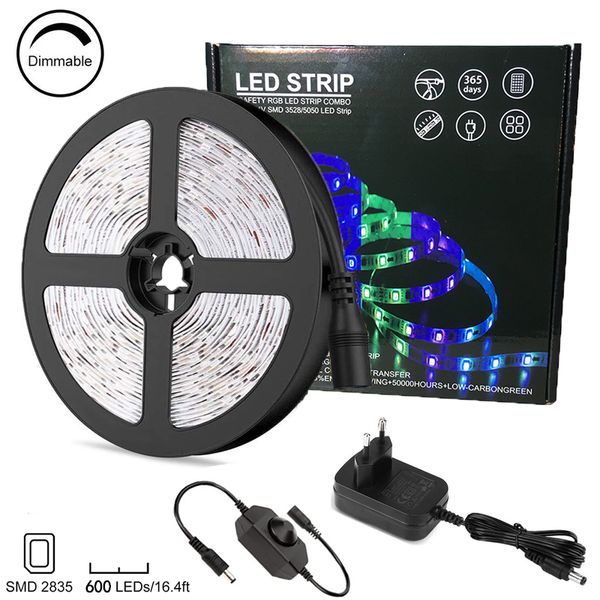 16.4ft 5m led strip lights 600leds 2835 dimmable tape light with power adapter for home kitchen under cabinet bedroom daylight
16.4ft 5m led strip lights 600leds 2835 dimmable tape light with power adapter for home kitchen under cabinet bedroom daylight