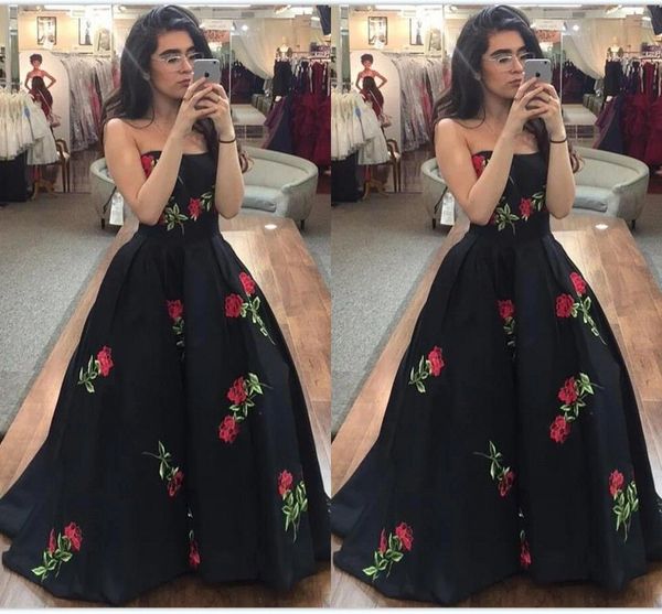 2023 black prom dresses strapless satin with floral embroidery custom made evening gown formal occasion wear vestidos plus size
2023 black prom dresses strapless satin with floral embroidery custom made evening gown formal occasion wear vestidos plus size