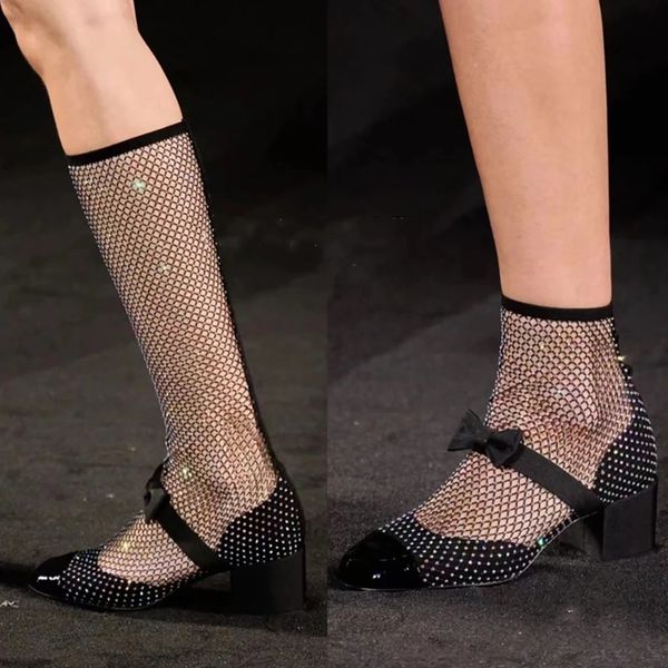 new women summer ankle boots women's luxury shoes leather mesh booties fashion full drill round toe band bowknot high heels, Black
new women summer ankle boots women's luxury shoes leather mesh booties fashion full drill round toe band bowknot high heels, Black