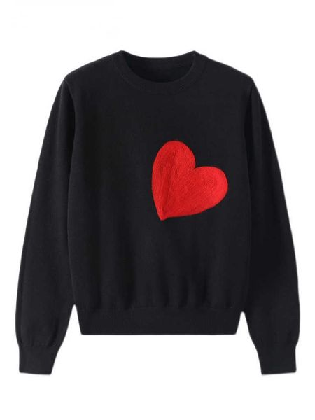 wholesale women knit sweater embroidery red heart o-neck simple style fall spring autumn slim pullover harajuku c-051-1, White;black 
wholesale women knit sweater embroidery red heart o-neck simple style fall spring autumn slim pullover harajuku c-051-1, White;black