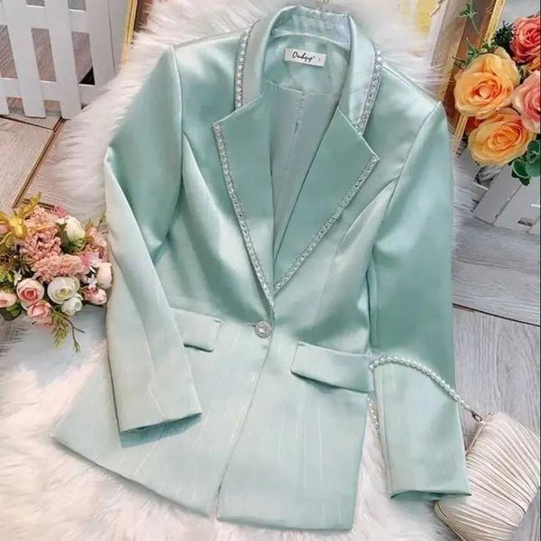 women's suits blazers 2022 new size 3xl women's spring autumn jacket diamond-dded bright silk satin coat slim high-end blazer wome, White;black
women's suits blazers 2022 new size 3xl women's spring autumn jacket diamond-dded bright silk satin coat slim high-end blazer wome, White;black