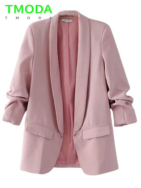 

women's suits blazers t moda 2022 summer autumn elegant women workwear pink blazer three quarter sleeve regular fit minimalist office l, White;black