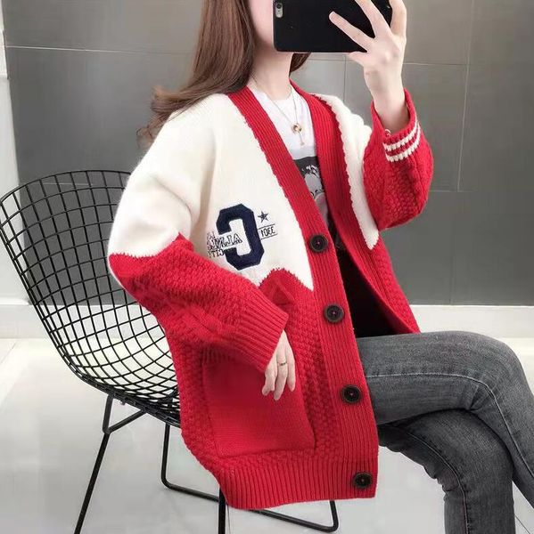 contrast color vertical stripes single breasted g women sweater jacket new loose knitted cardigan jacket, White;black
contrast color vertical stripes single breasted g women sweater jacket new loose knitted cardigan jacket, White;black
