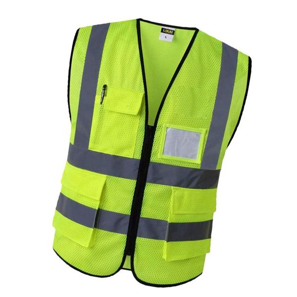 Image of Reflective vest Multi-pocket Reflective Safety Vest Bright Color Traffic Vest Railway Coal Miners Uniform Breathable Reflective Vest