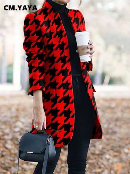 women's suits blazers cm.yaya vintage autumn winter women houndstooth plaid open stitch slim blazer fashion chic ol streetwear blazers, White;black
women's suits blazers cm.yaya vintage autumn winter women houndstooth plaid open stitch slim blazer fashion chic ol streetwear blazers, White;black