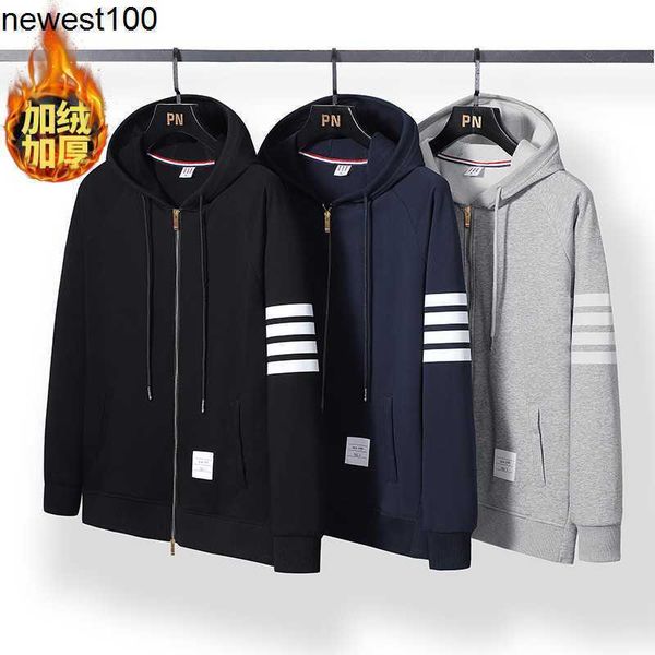 men's hoodies designer sweatshirts winter fashion brand tb plush hooded sweater men's fashion cotton casual cardigan coat men', Black
men's hoodies designer sweatshirts winter fashion brand tb plush hooded sweater men's fashion cotton casual cardigan coat men', Black