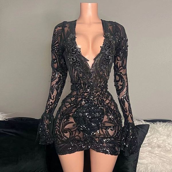 little black dress sparkly illusion short prom dresses long sleeves v neck mermaid birthday cocktail party gown celebrity gowns
little black dress sparkly illusion short prom dresses long sleeves v neck mermaid birthday cocktail party gown celebrity gowns