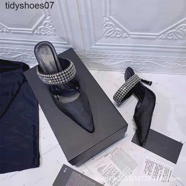designer aw new pointed rhinestone thin heel baotou sandals the same type of women's sandals with high heels and sandals, Black
designer aw new pointed rhinestone thin heel baotou sandals the same type of women's sandals with high heels and sandals, Black