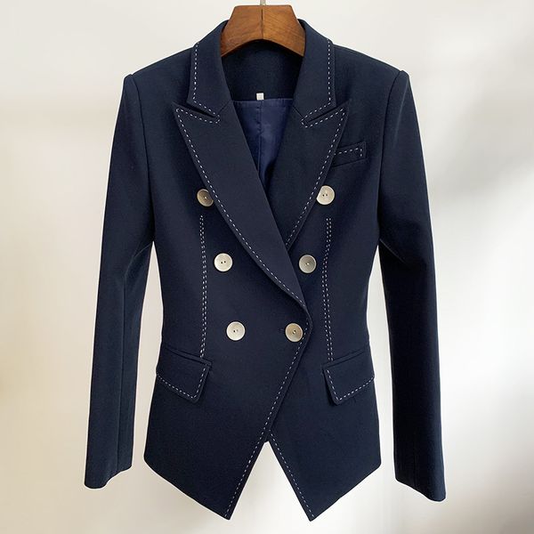 2022 new women's suit bright line decoration double-breasted wide slim casual small suit, White;black
2022 new women's suit bright line decoration double-breasted wide slim casual small suit, White;black
