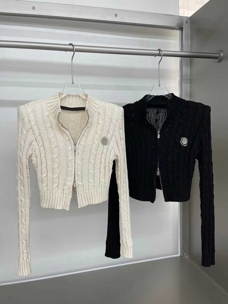 cardigan womens sweaters stand neck wool double zipper short cardigans bright diamond removable pin self-matching shoulder pads knitted shir, White;black
cardigan womens sweaters stand neck wool double zipper short cardigans bright diamond removable pin self-matching shoulder pads knitted shir, White;black