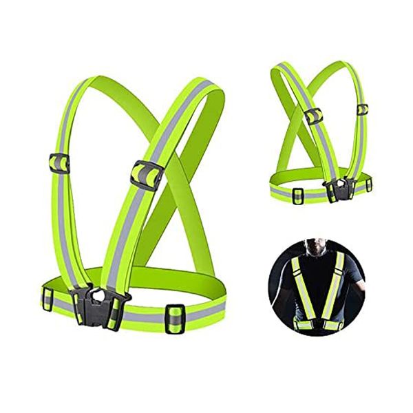 Image of Highlight Reflective Straps Night Work Security Running Cycling Safety Reflective Vest High Visibility Jacket