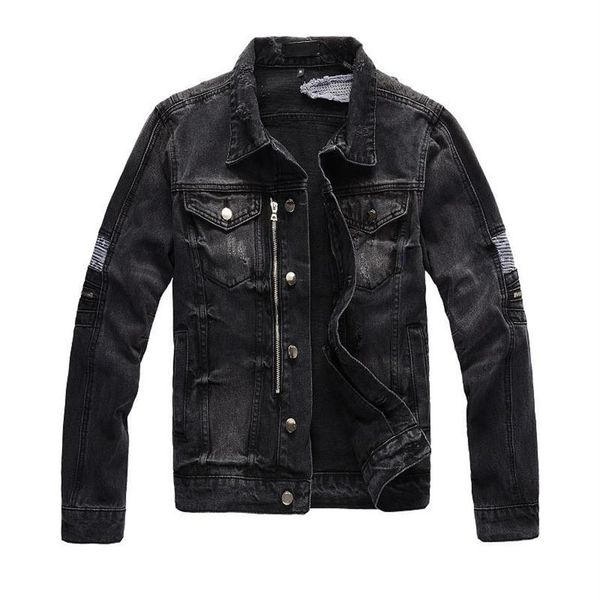 brand designer ripped jeans jackets hi street distressed denim trucker outerwear with holes streetwear clothing men's337g, Black;brown
brand designer ripped jeans jackets hi street distressed denim trucker outerwear with holes streetwear clothing men's337g, Black;brown