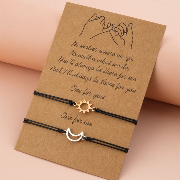 new charm bracelet for friendship couples 2pcs/set sun and moon bracelet bead bangles women man lucky wish card jewelry, Golden;silver
new charm bracelet for friendship couples 2pcs/set sun and moon bracelet bead bangles women man lucky wish card jewelry, Golden;silver