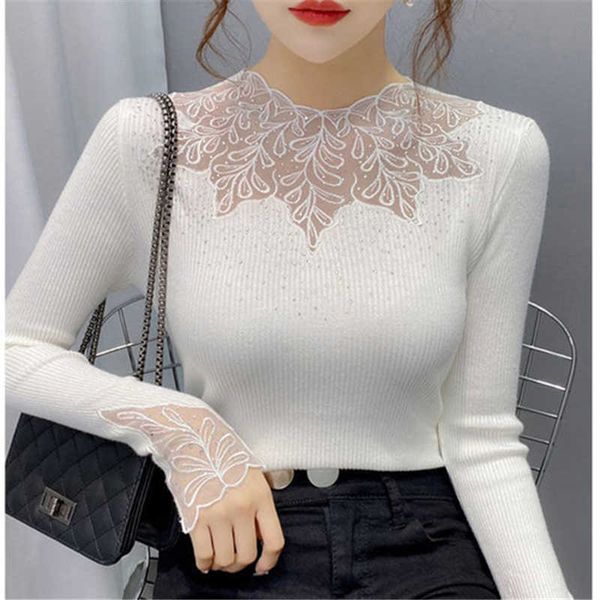 women's sweaters hollow out long sleeve knitting pullovers women lace patchwork sweater autumn solid color slim base tee office lady g, White;black
women's sweaters hollow out long sleeve knitting pullovers women lace patchwork sweater autumn solid color slim base tee office lady g, White;black