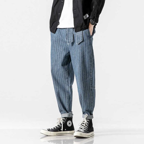 autumn striped jeans men's fattening plus size loose harem pants fat trendy leggings, Blue
autumn striped jeans men's fattening plus size loose harem pants fat trendy leggings, Blue