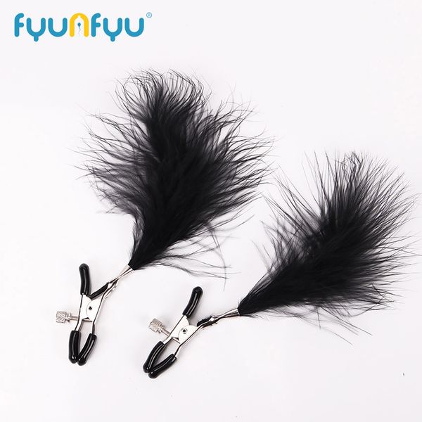 costumes 1 pair metal breast nipple clamps feather game fetish flirting teasing toys for couples cosplay, Black
costumes 1 pair metal breast nipple clamps feather game fetish flirting teasing toys for couples cosplay, Black