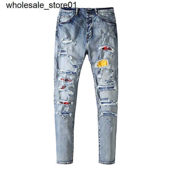 men's jeans designer amirs street wash hole colorful beggar men's small leg pants motorcycle fashion streetwear pants jeans, Blue
men's jeans designer amirs street wash hole colorful beggar men's small leg pants motorcycle fashion streetwear pants jeans, Blue