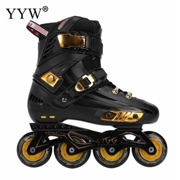 Image of Ice Skates 4 Wheel Inline Roller Professional Adult Skating Shoes Sneakers Rollers Slalom Speed Racing Patine L221014